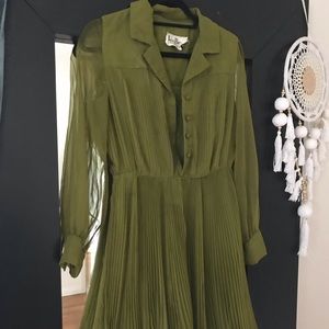 Vintage olive green chiffon dress
